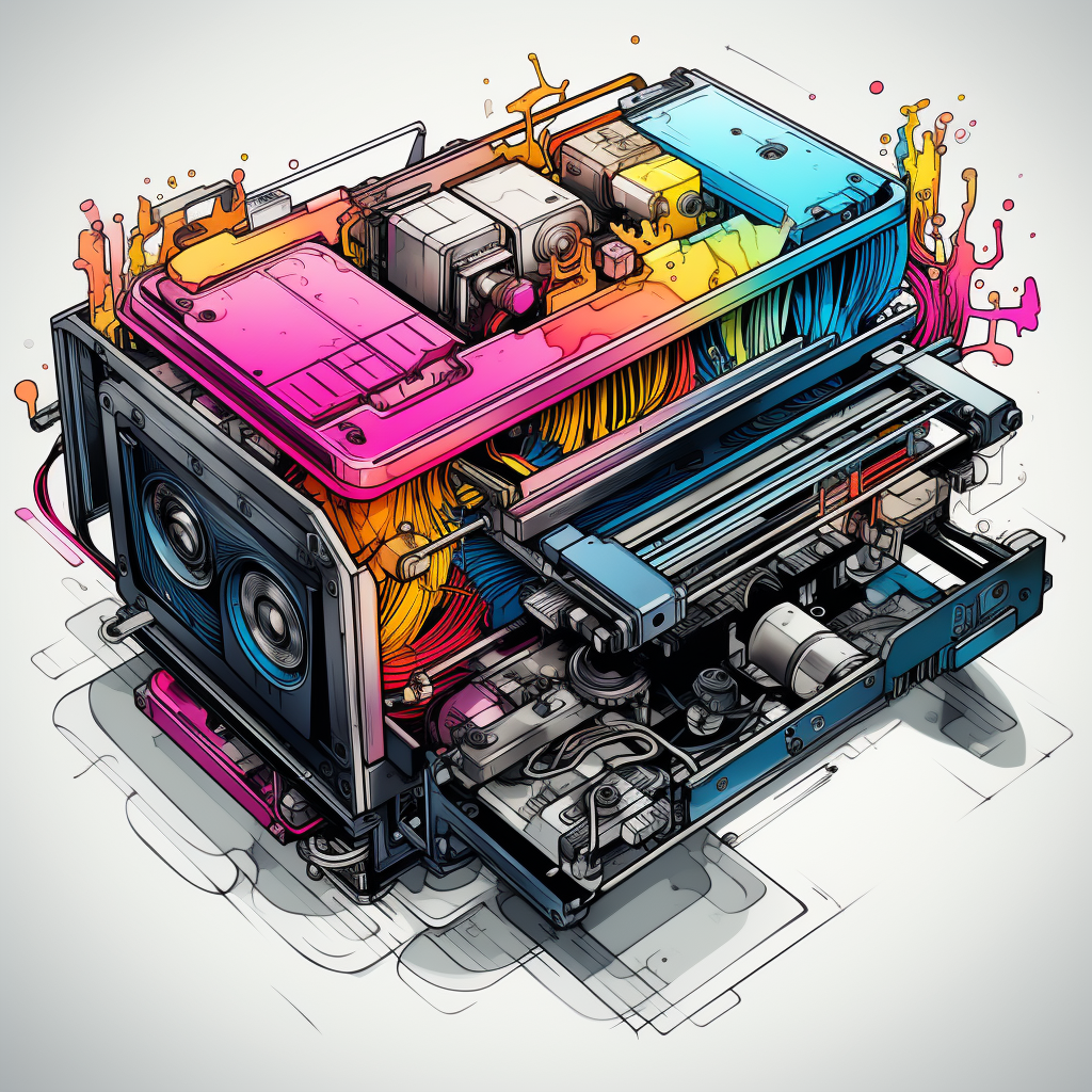 CMYK Ink Cartridges Mechanical Drawing