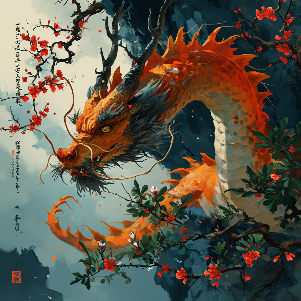 Chinese New Year Dragon Elements Joy Auspiciousness