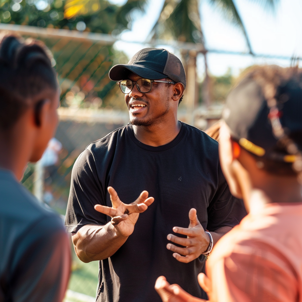 Coach and students training interaction