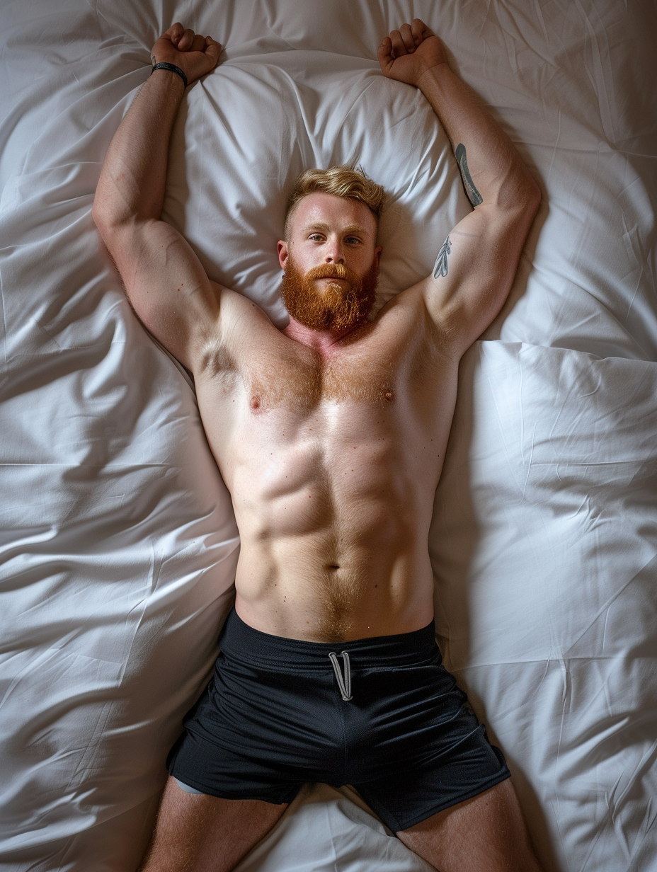 Muscular Coal Miner on Bed