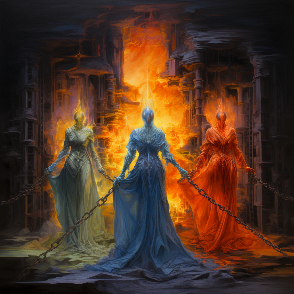 Three princesses with flames