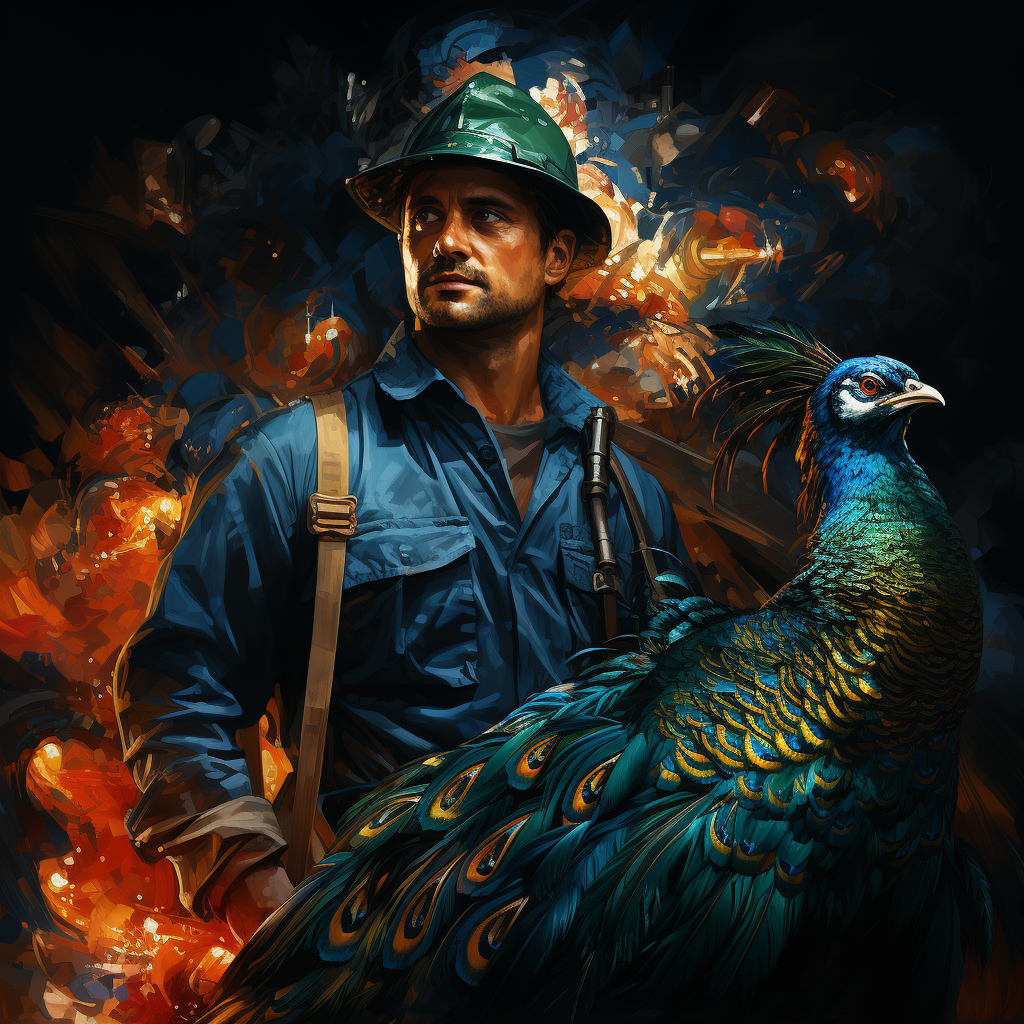 Coal miner hunting light blue peacock