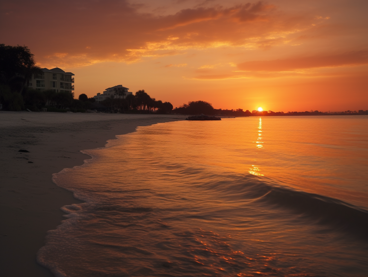 Hyper-realistic coastal Sarasota sunset image