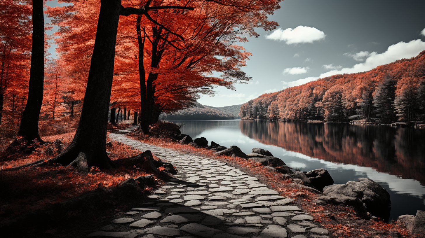 Beautiful Cobblestone Path with Vibrant Colors