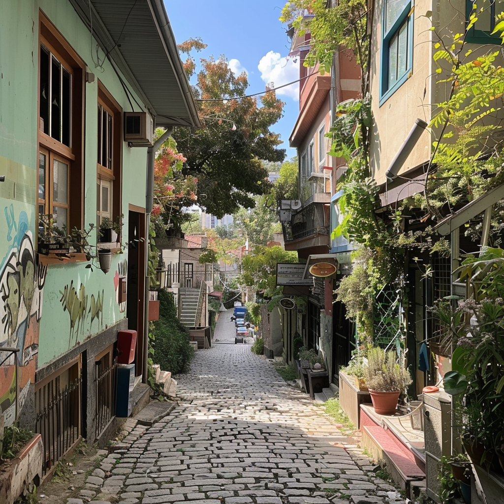 cobblestone street in Beyoglu Karakoy