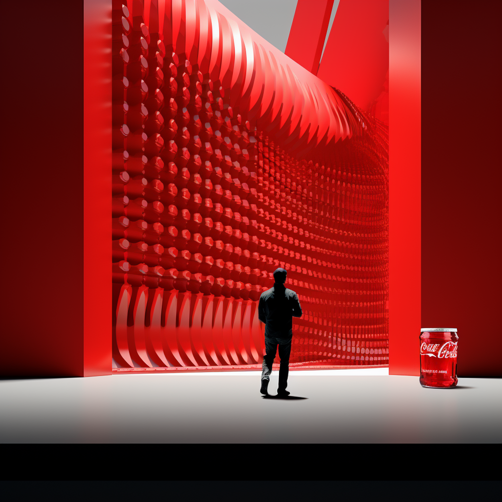 Coca-Cola advertisement in 3D geometric space