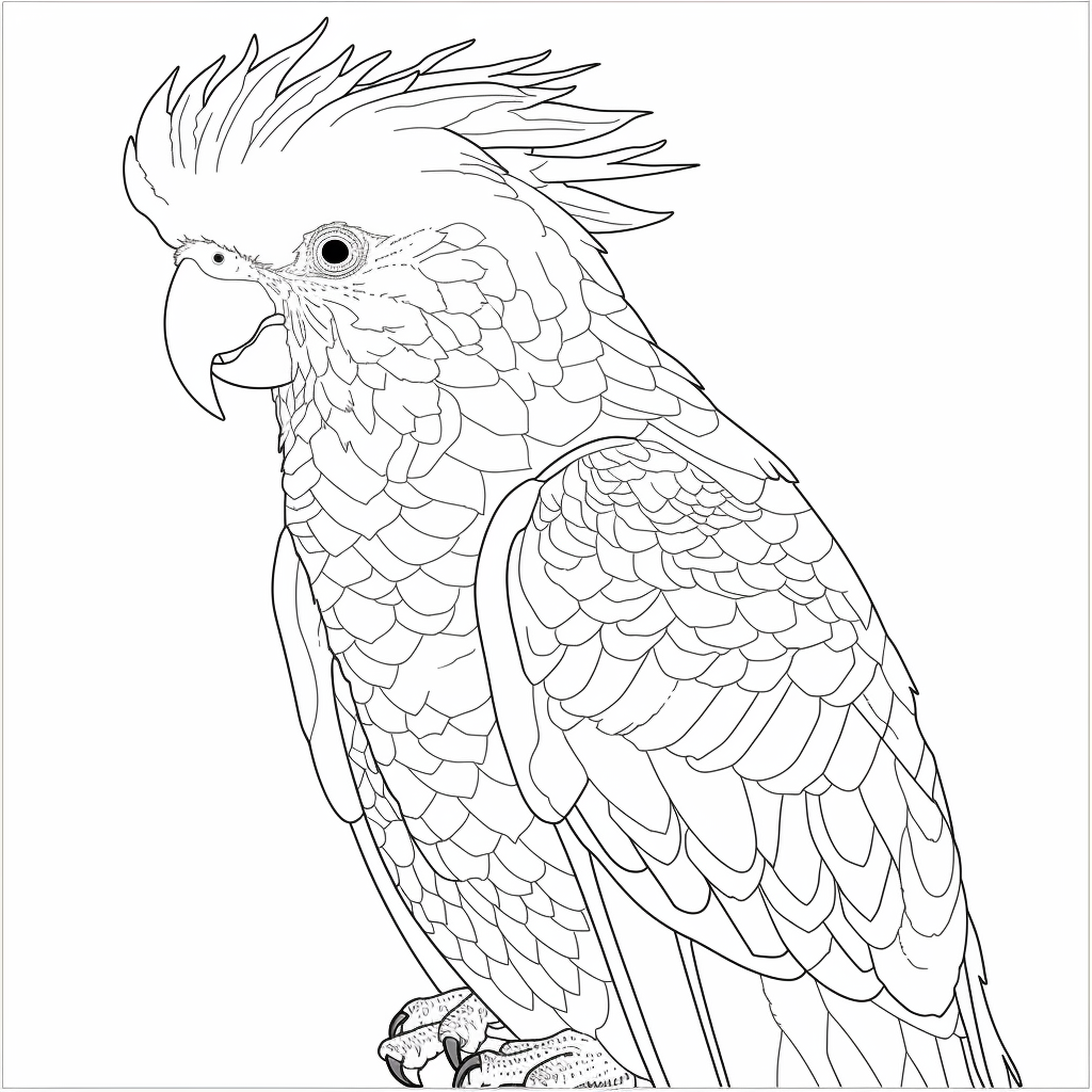 Colorful cockatoo coloring page