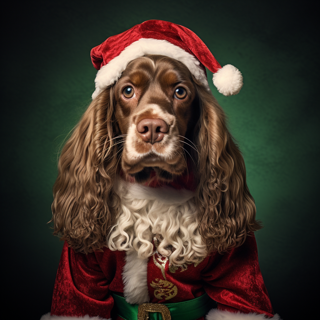 Adorable Cocker Spaniel in Christmas Costume