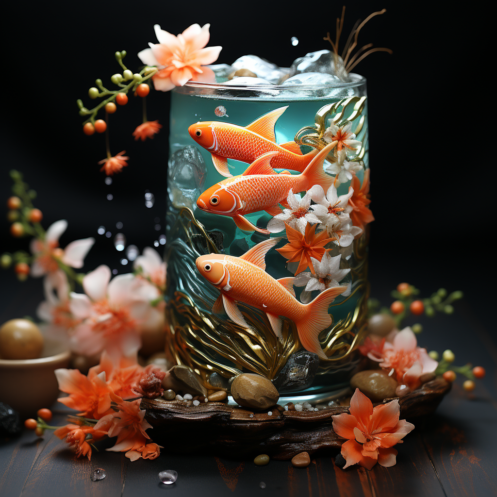 Colorful Cocktail with Koi Fish