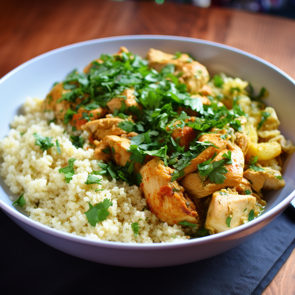 Tasty coconut curry chicken with cauliflower rice