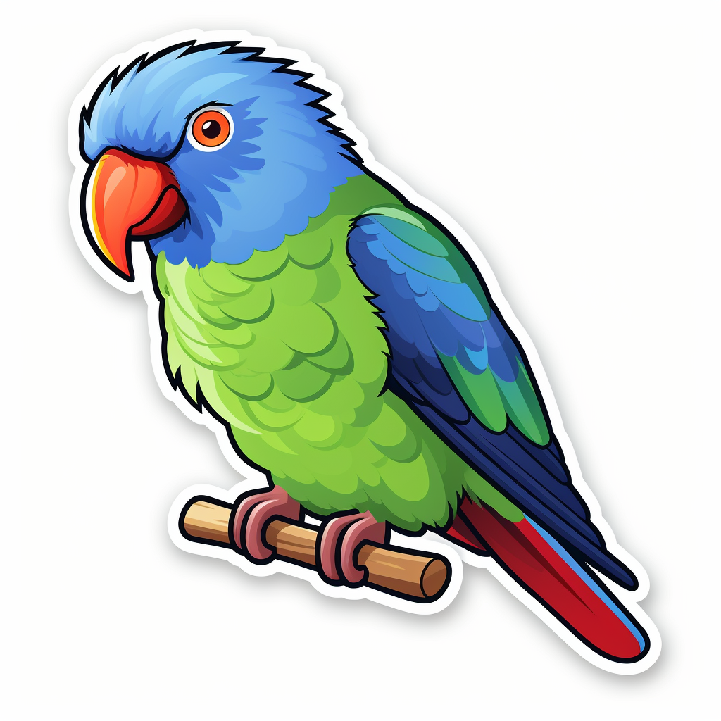 Cute Coconut Lorikeet with Blue Head, Red Belly, and Green Wings