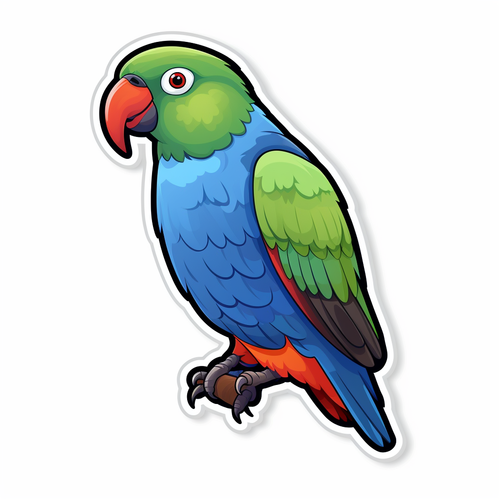 Cute Coconut Lorikeet Sticker Illustration