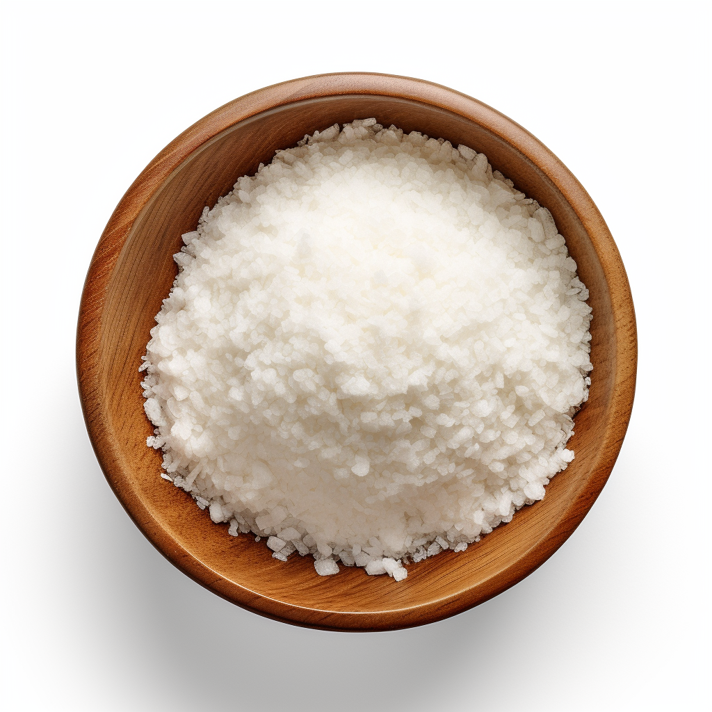 A bowl of fine grained desiccated coconut