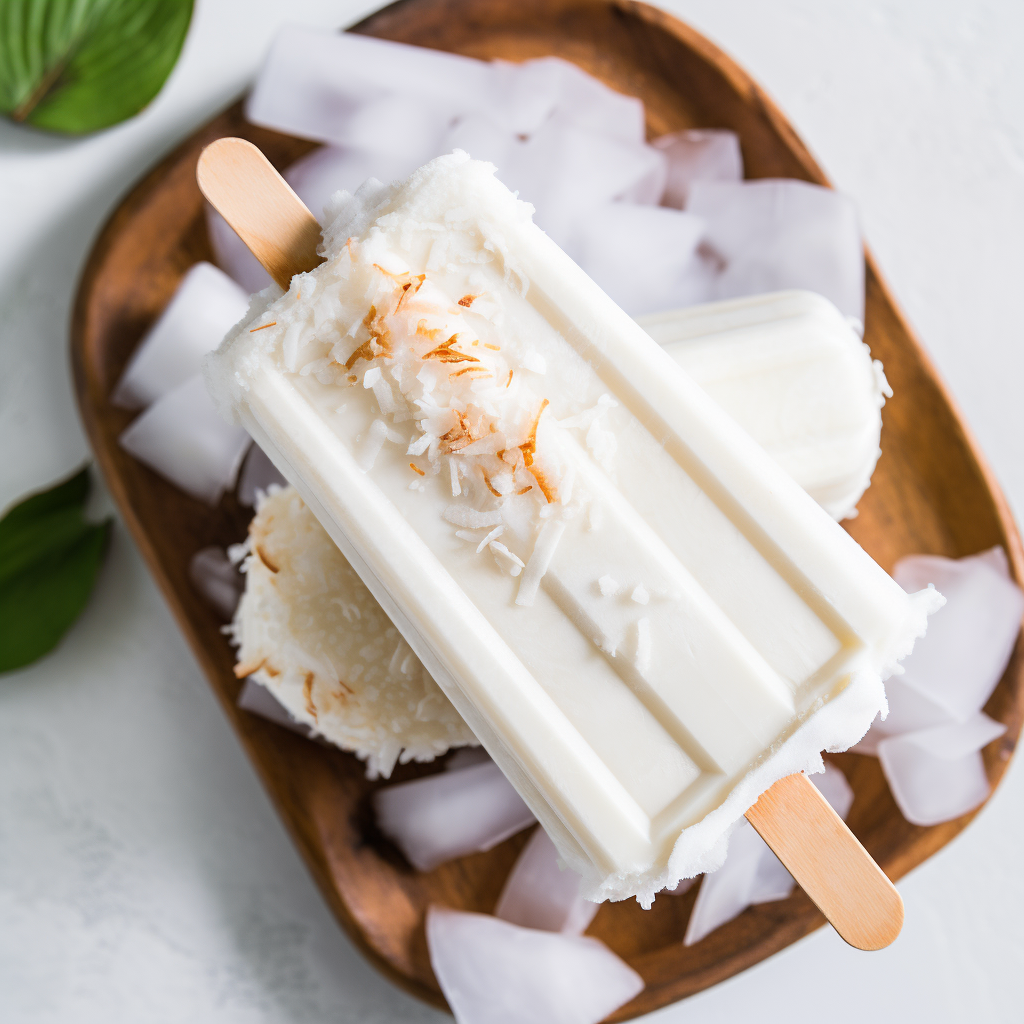 Refreshing coconut ice cream popsicle