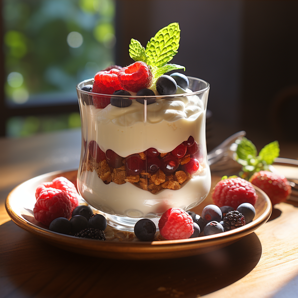 Refreshing coconut yogurt parfait with mixed berries