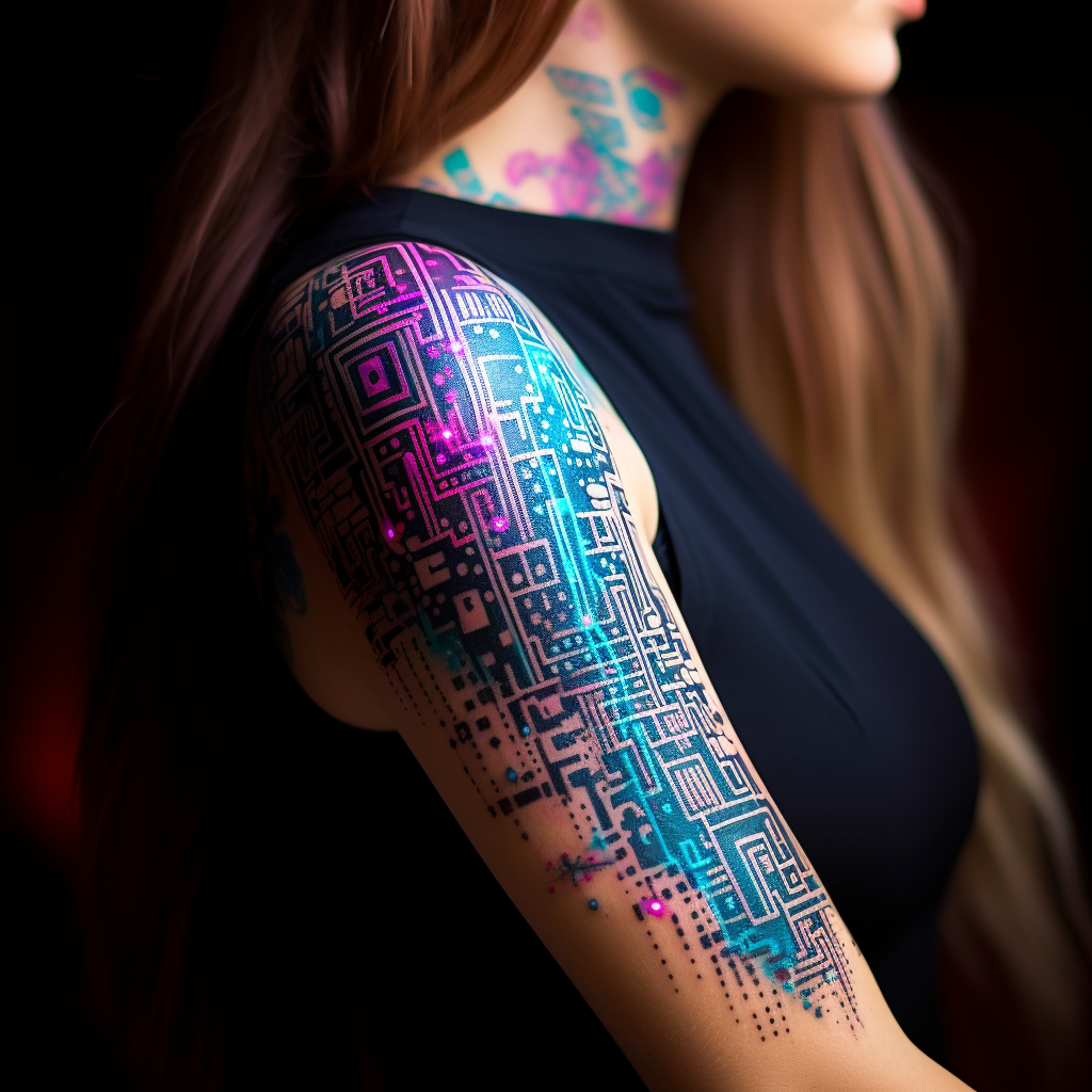 Tattoo of Computer Code on Woman