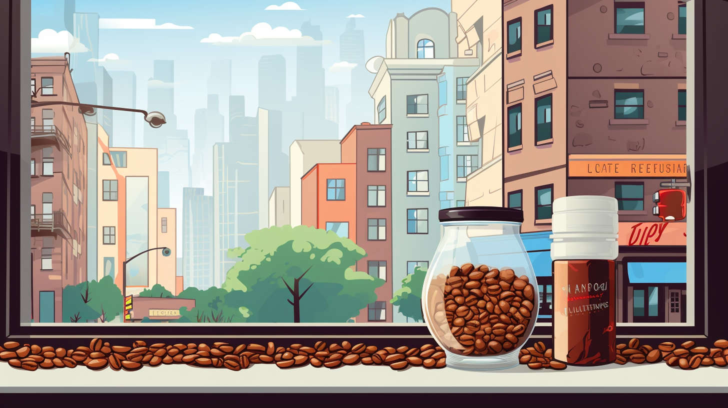 Coffee bean package illustration with window view