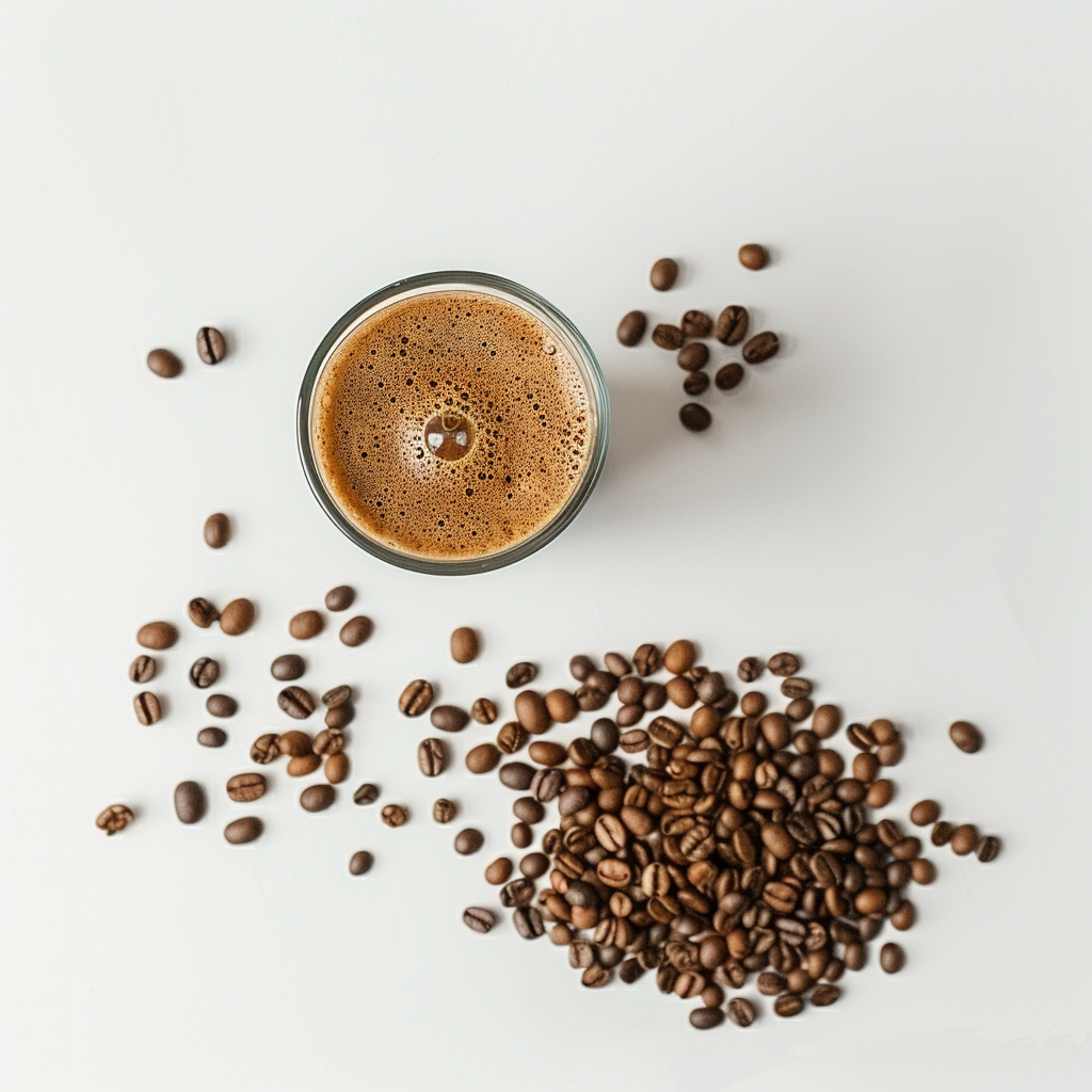 Coffee Beans Glass White Background