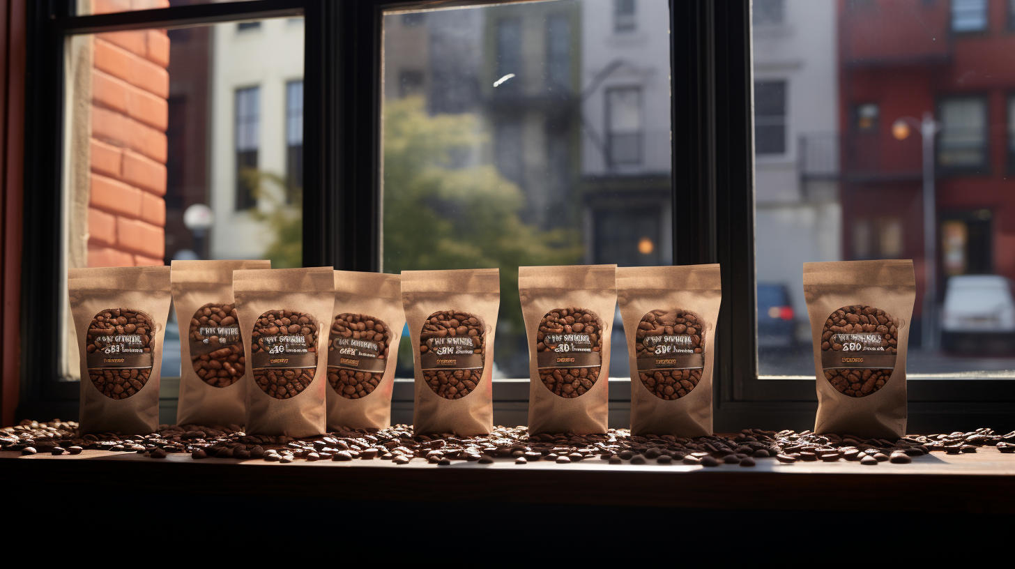 Coffee beans with New York cityscape