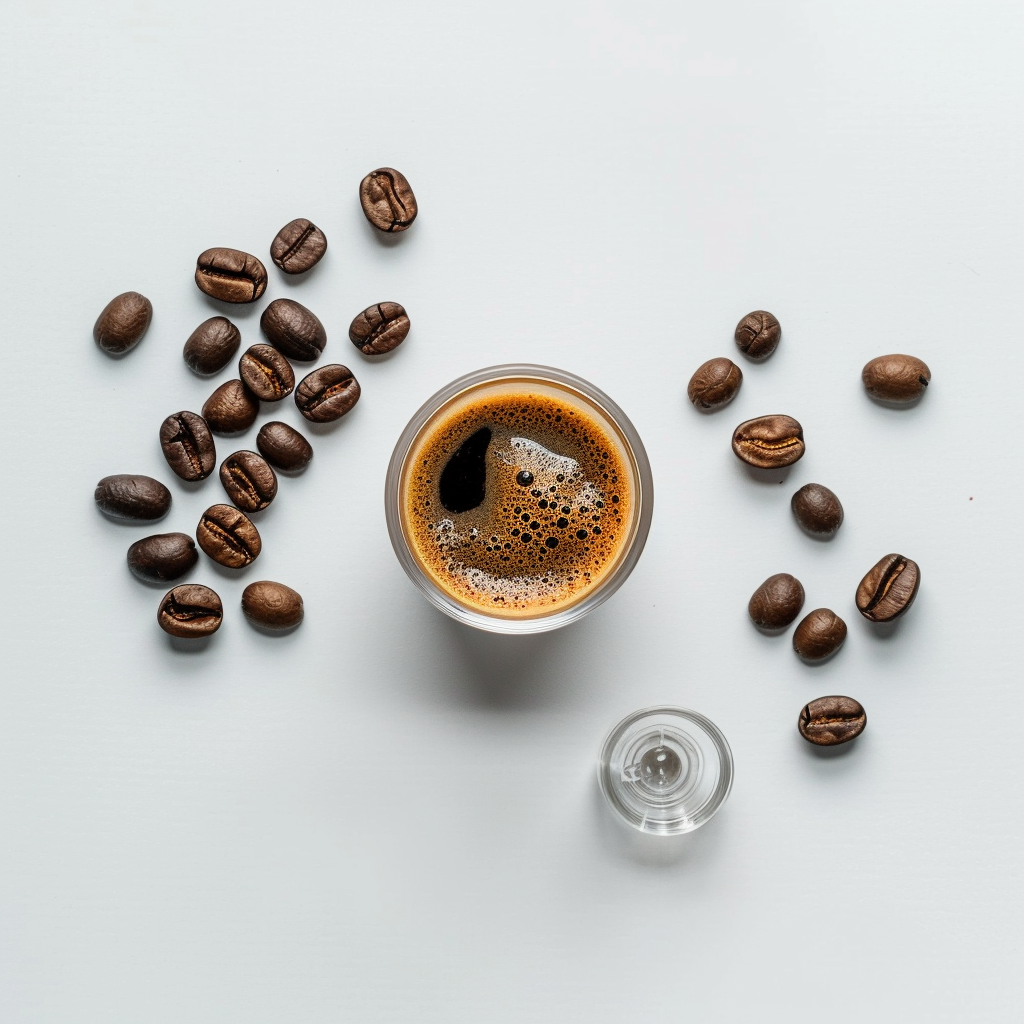 Coffee beans and glass mockup