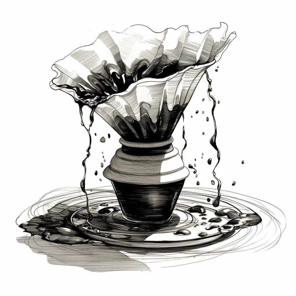 Coffee brew filter messy line art sketch