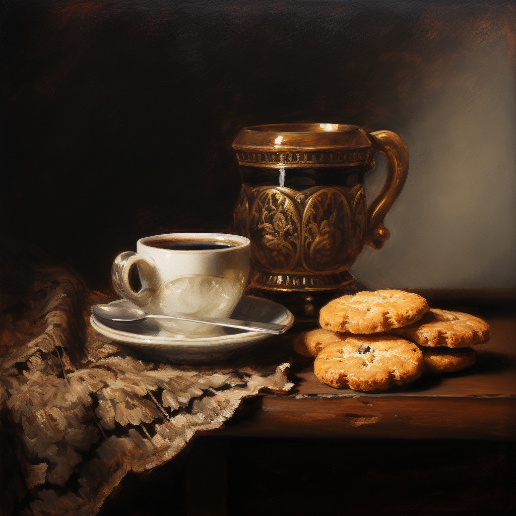 Coffee and Cookies Still Life Painting