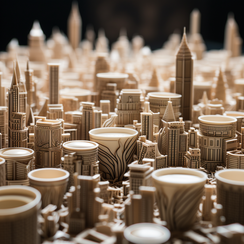 Coffee Cup City with Skyscrapers