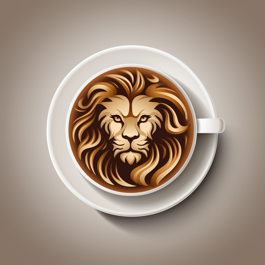 Coffee Cup Icon with Lion Symbol Made of Crema - 2Moons.ai