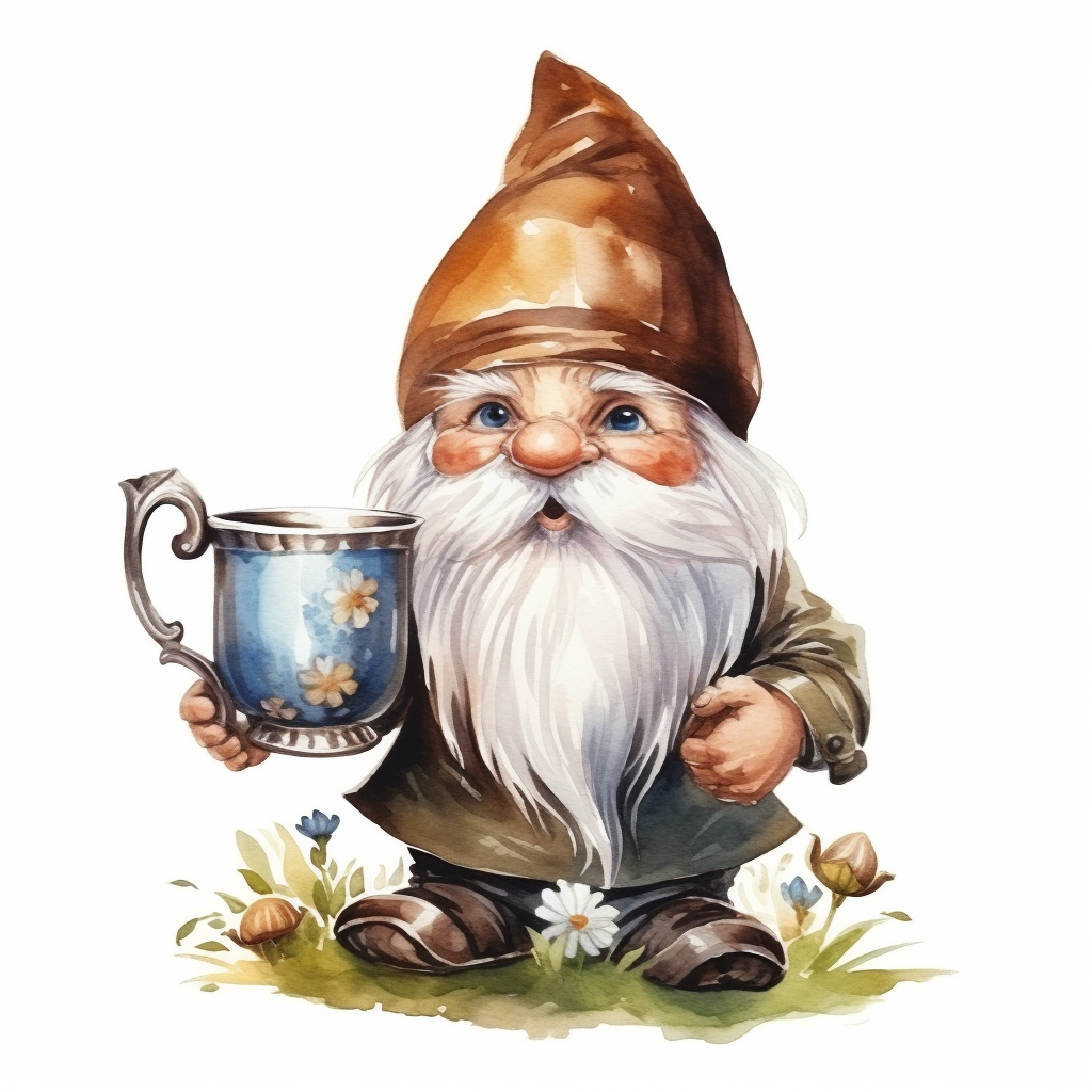 Cute coffee gnomes watercolor vector element