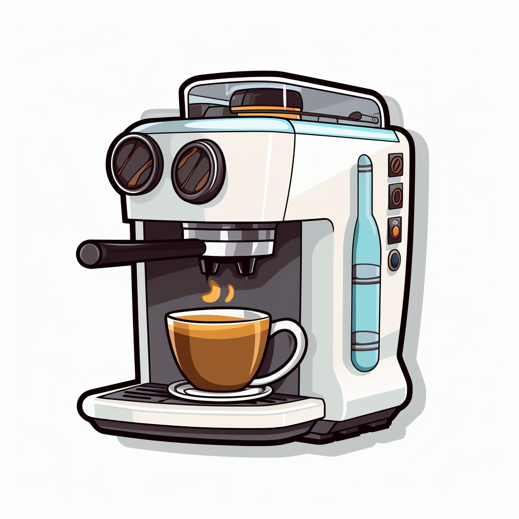 Coffee Machine Paper Cup Sticker Cartoon