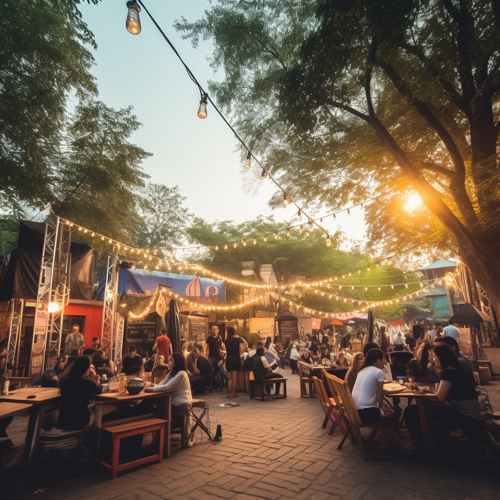 Bustling crowd enjoying outdoor music concert