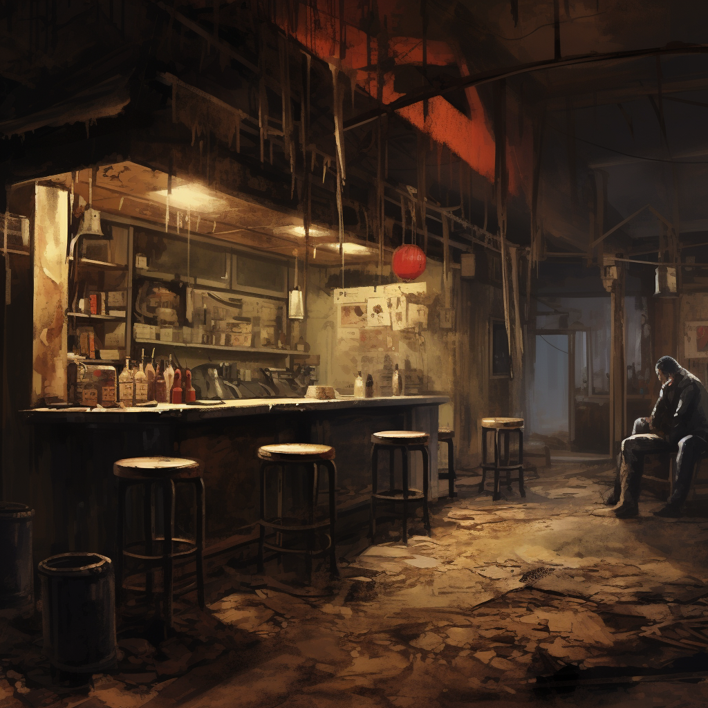 Post Apocalyptic Abandoned Coffee Shop Bar