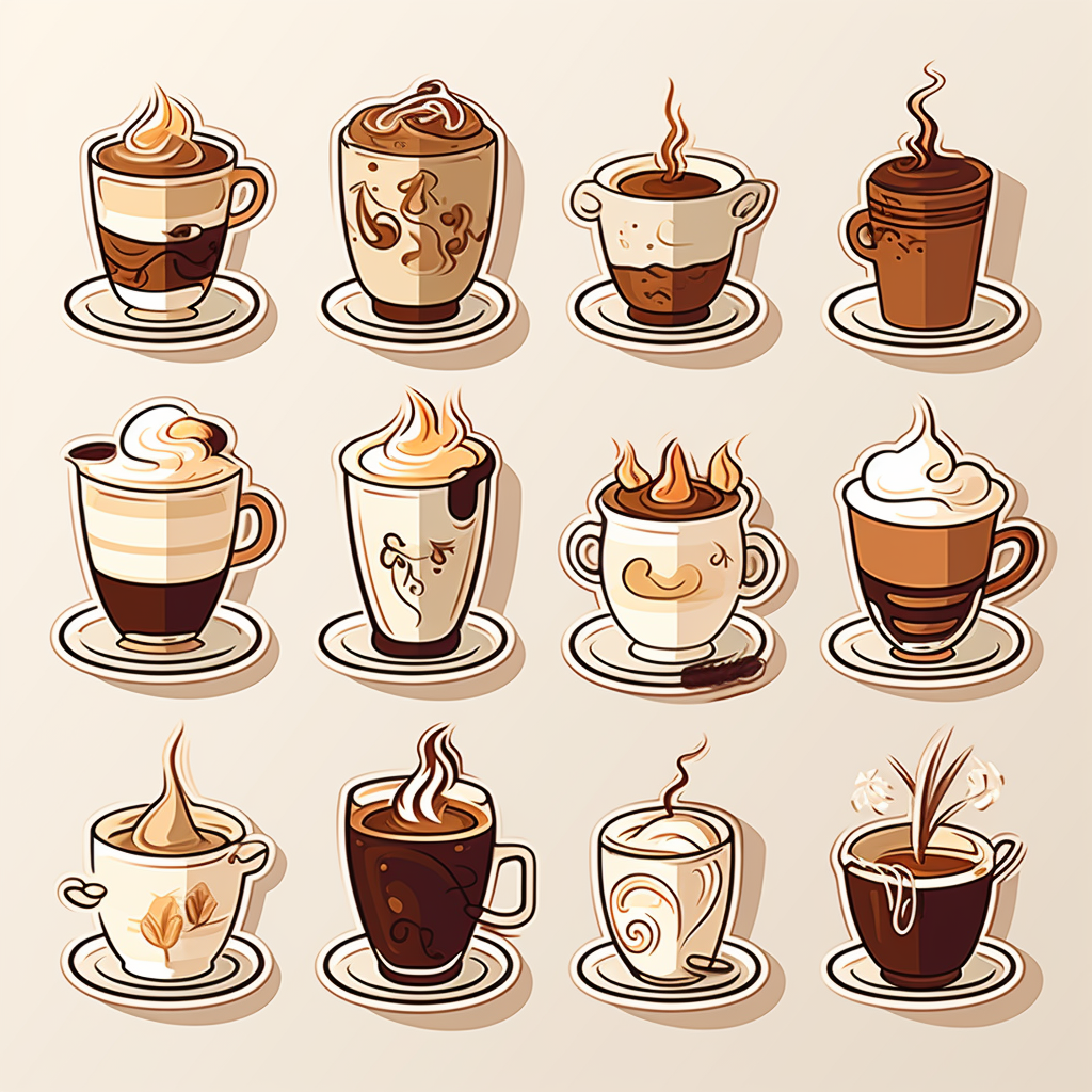 Coffee sticker vectors for creative designs