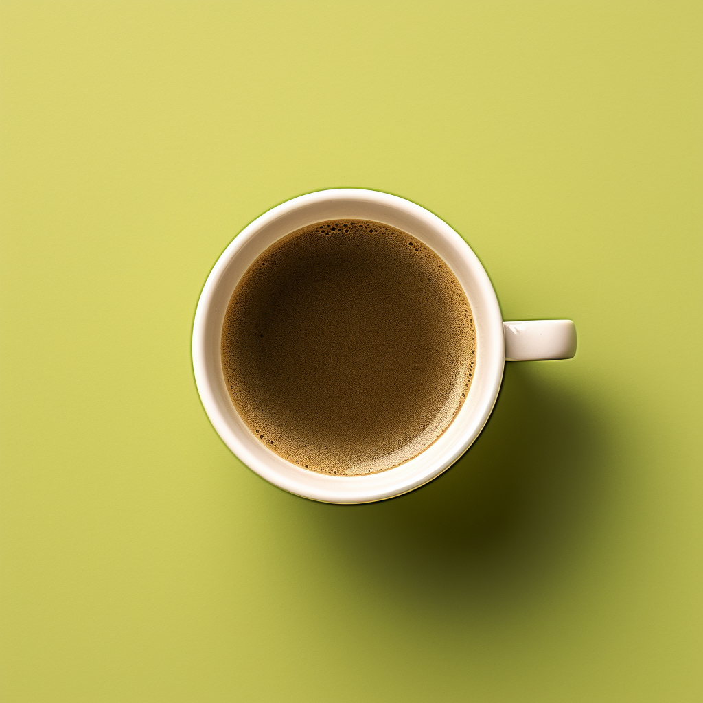 Refreshing cup of coffee on limegreen background