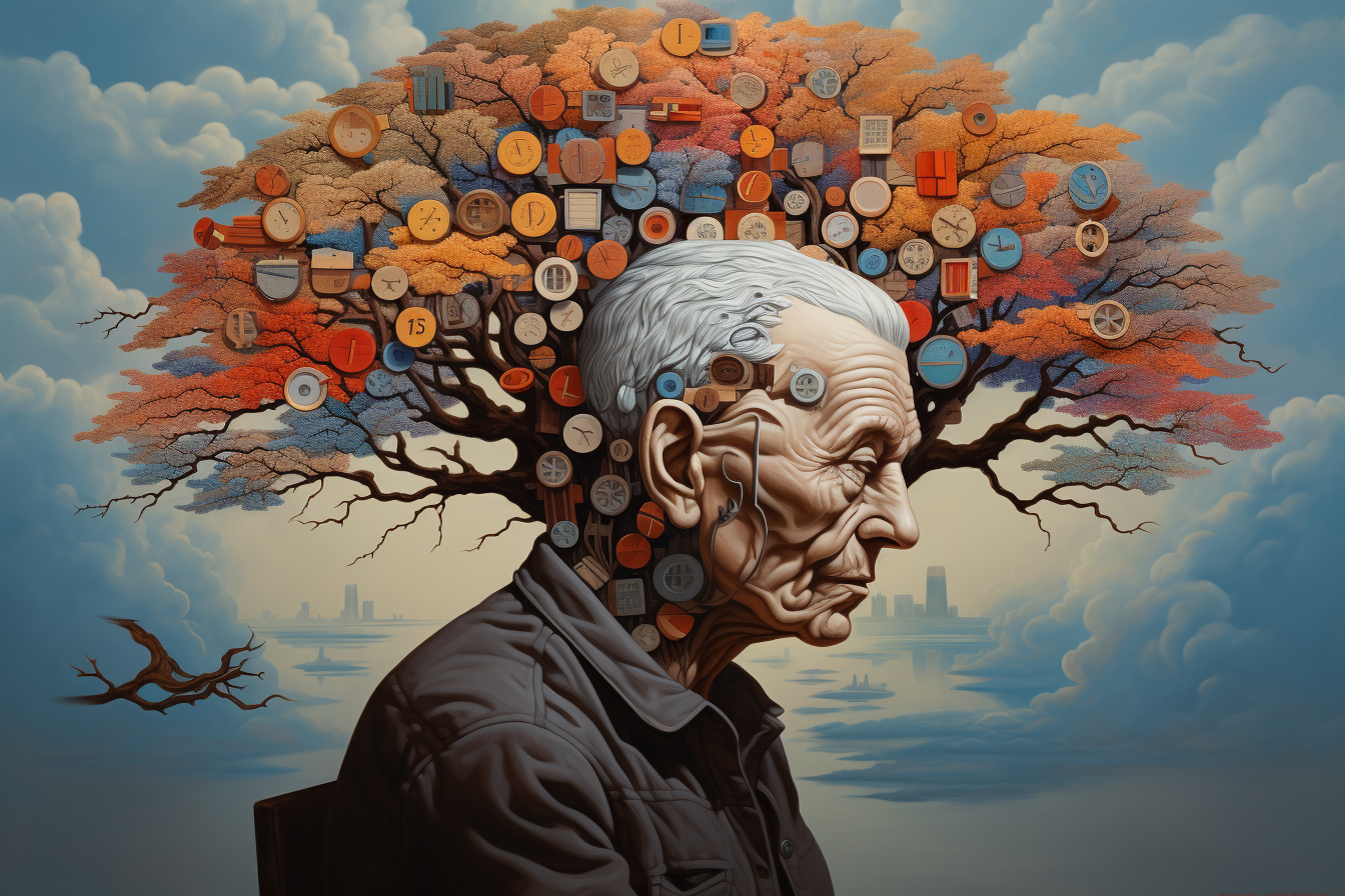 Illustration representing cognitive decline in seniors