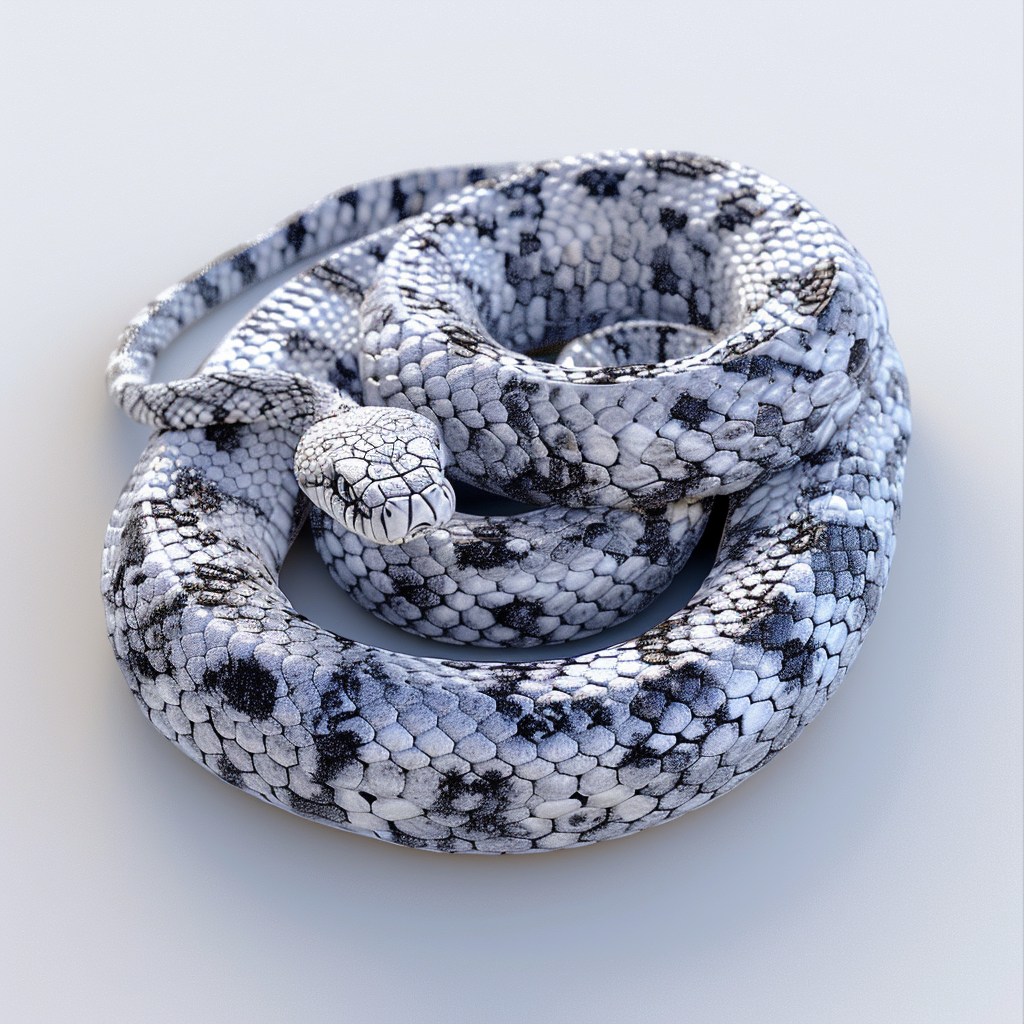 Hyper-realistic rattlesnake on white background