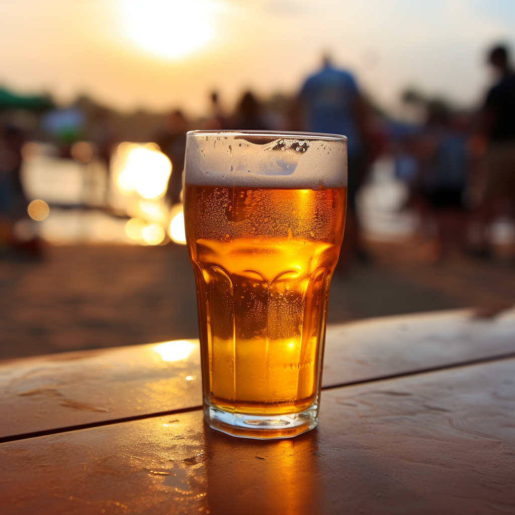 Cold pint of beer by the beach