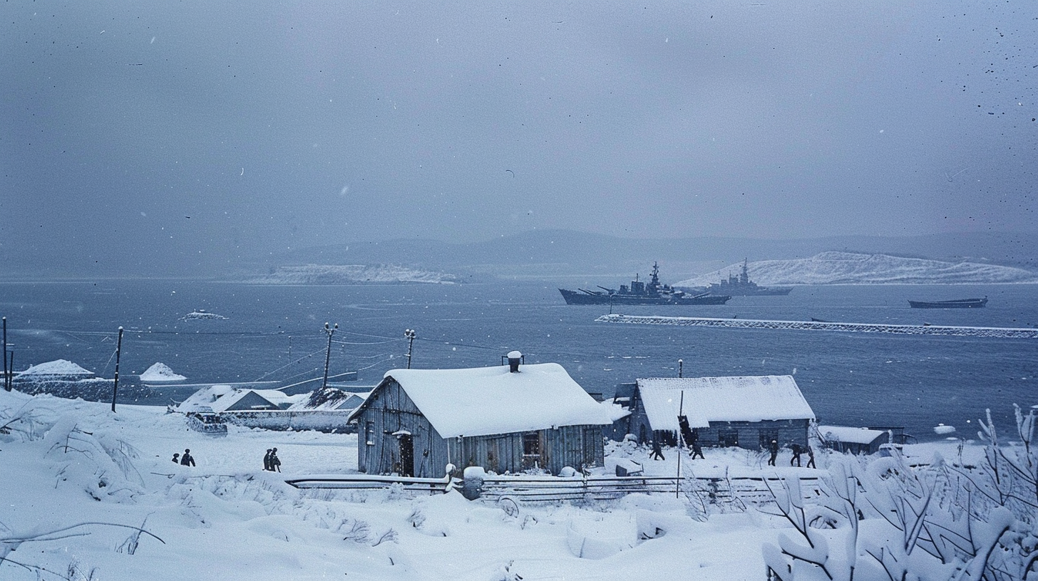 Snow-covered military outposts soldiers Vladivostok