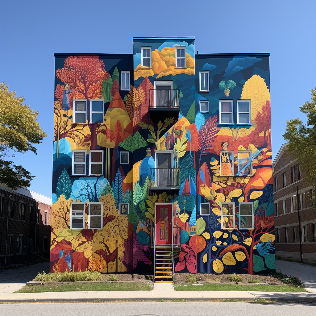 Vibrant collaborative mural project artwork