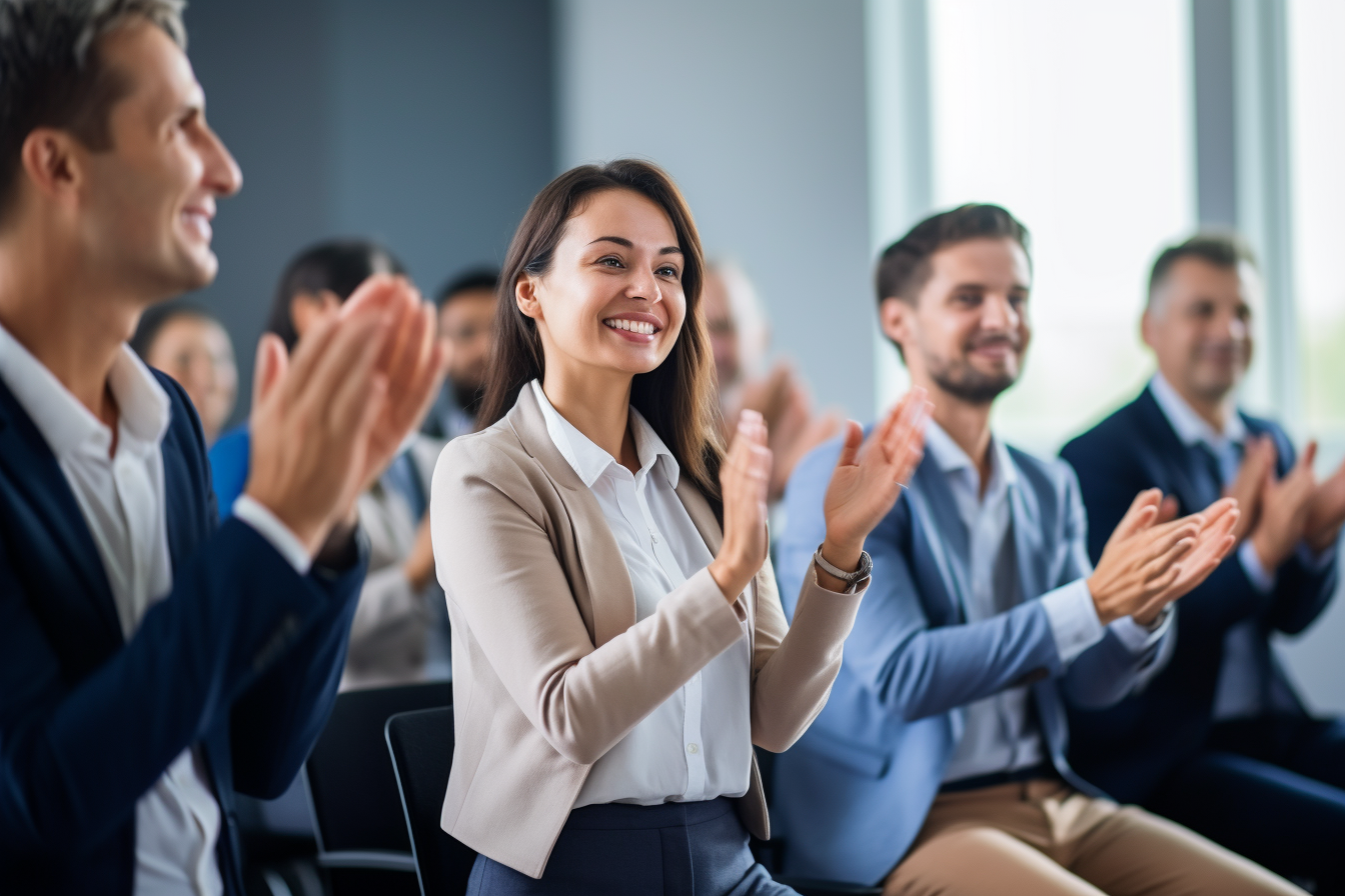 Colleagues applauding team member's achievement