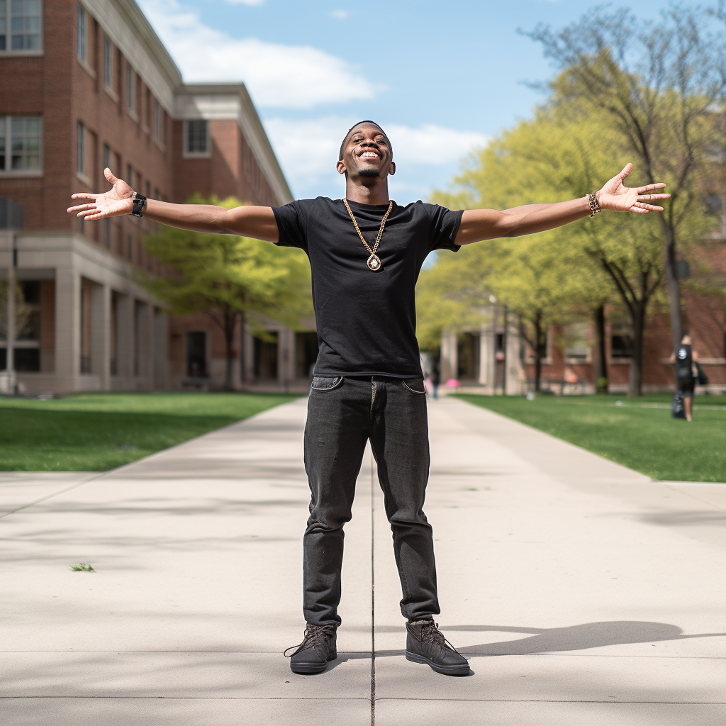 College Aged Black Man Buzzcut T-Pose