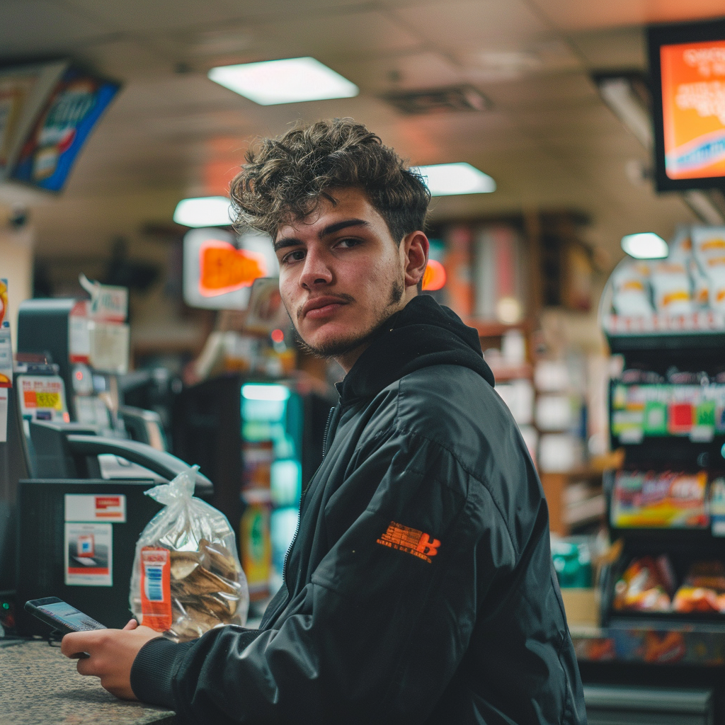 Student at Gas Station Counter