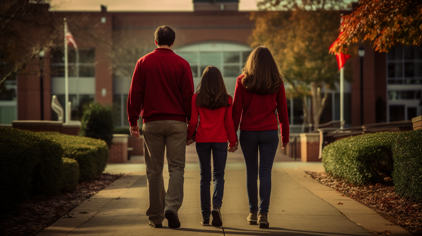 Parents dropping off college freshman at orientation