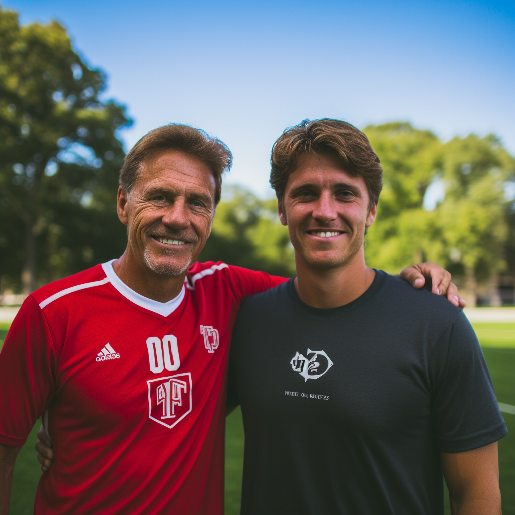 Soccer player and coach in training session