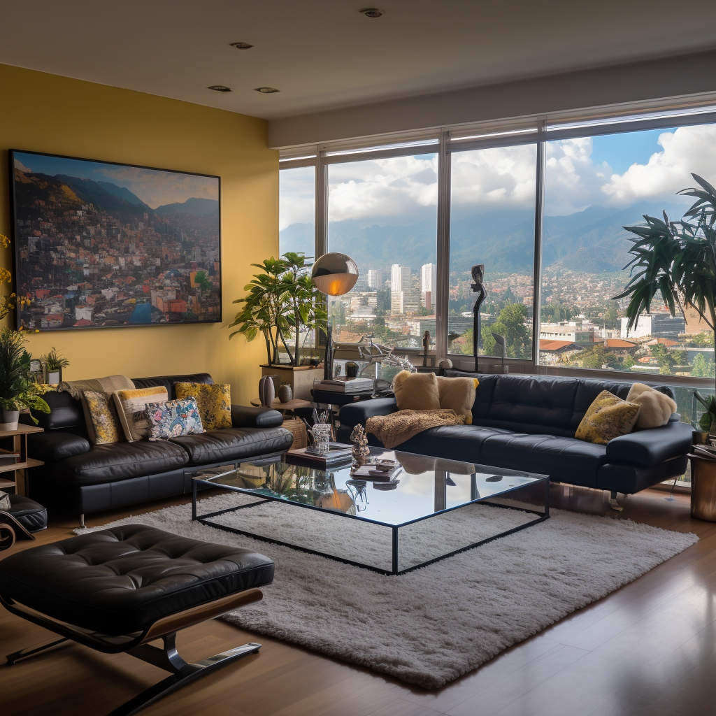 Spacious living room in a Colombian apartment