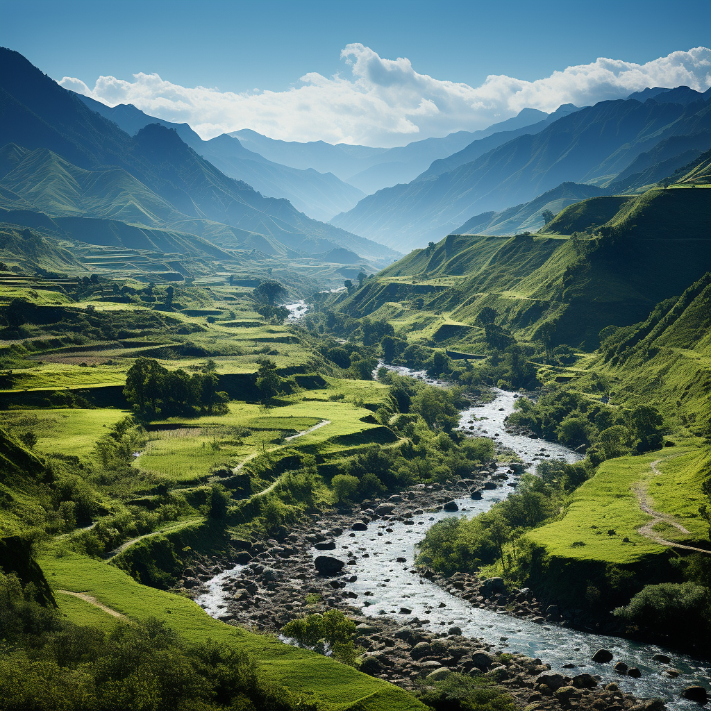 Aerial view of lush Colombian green mountains