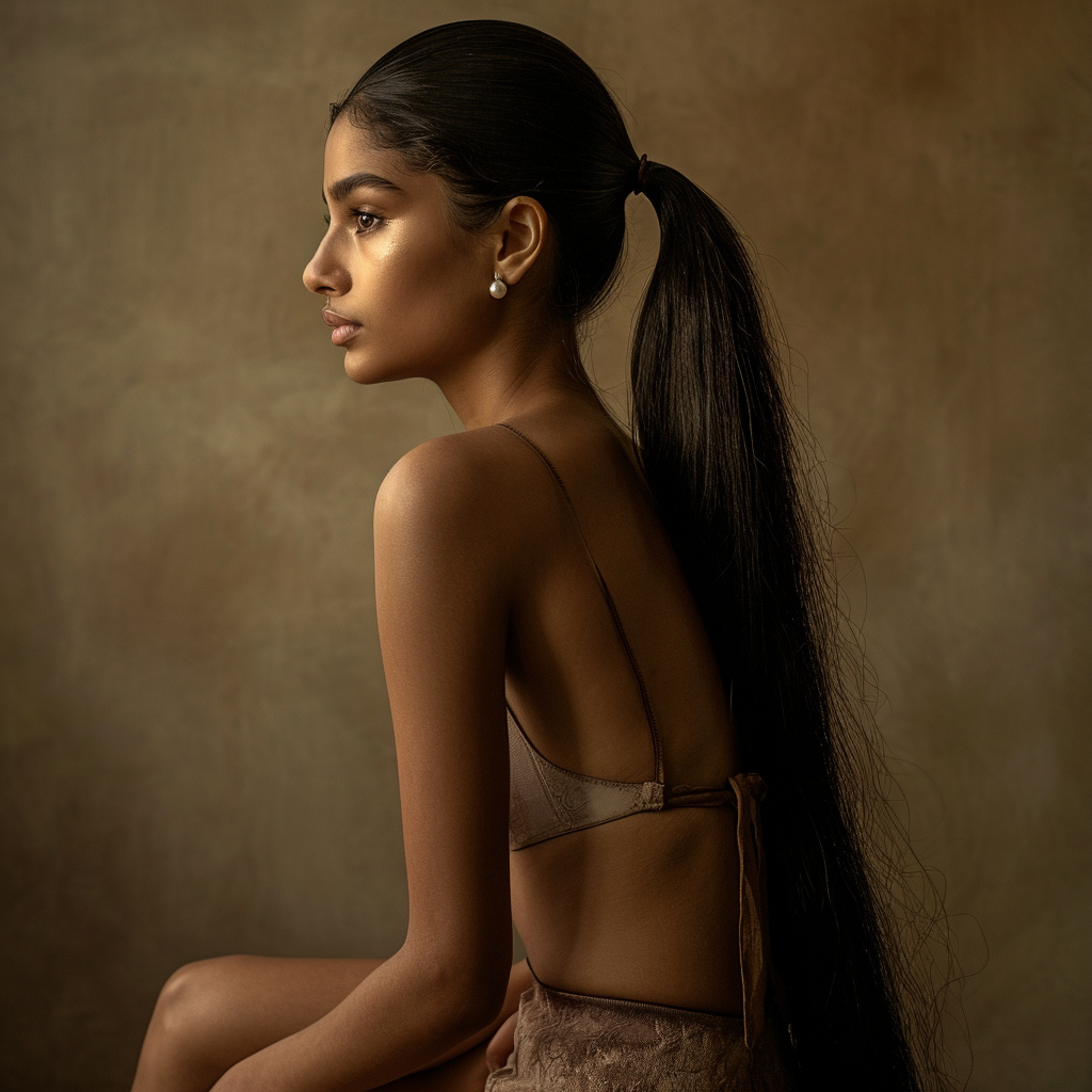 Colombian Woman with Ponytail and Pearl Earring