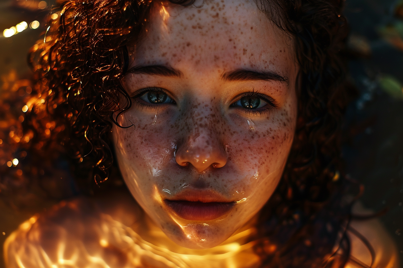 Beautiful Colombian girl with curly hair and freckles