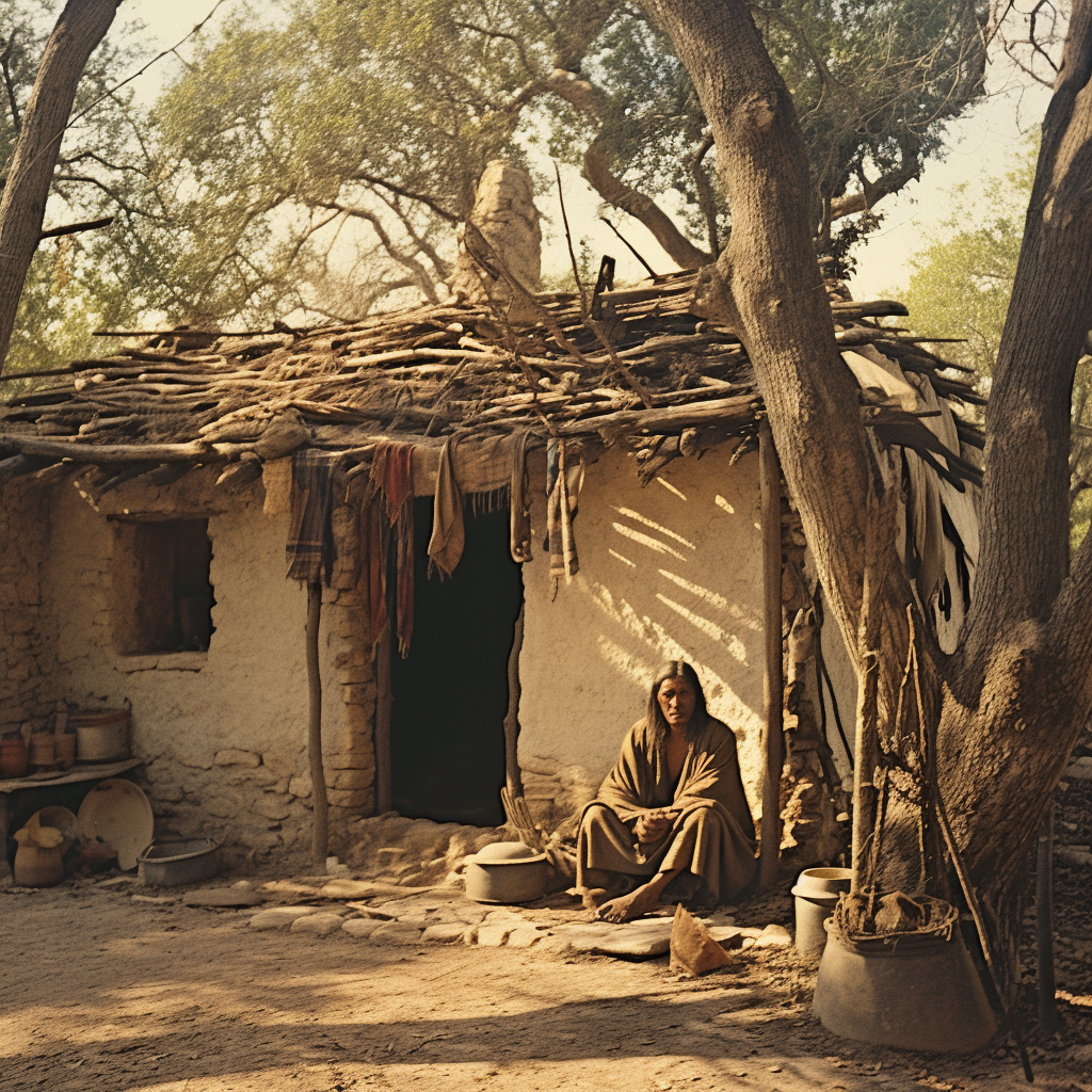 Jacal dwelling in Colonial San Antonio