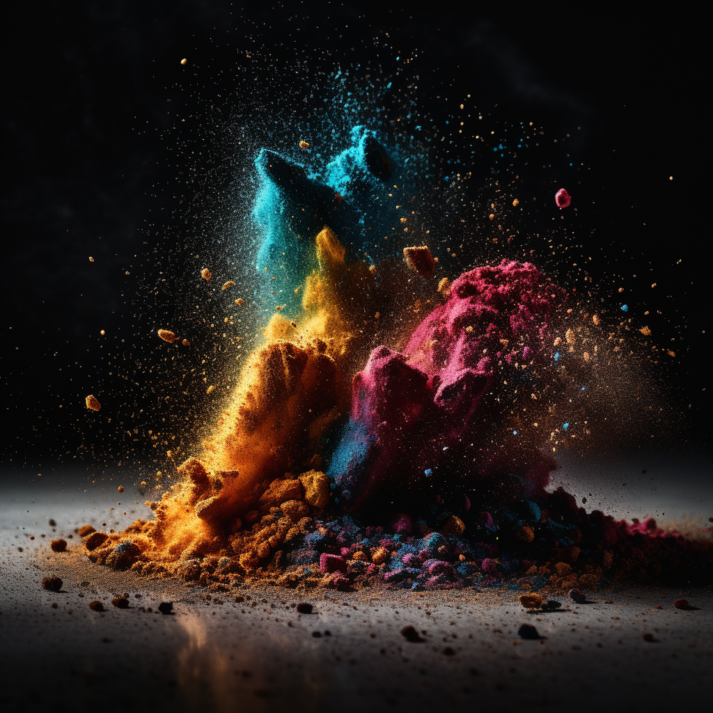 Colorful Dust Explosion in Studio Light